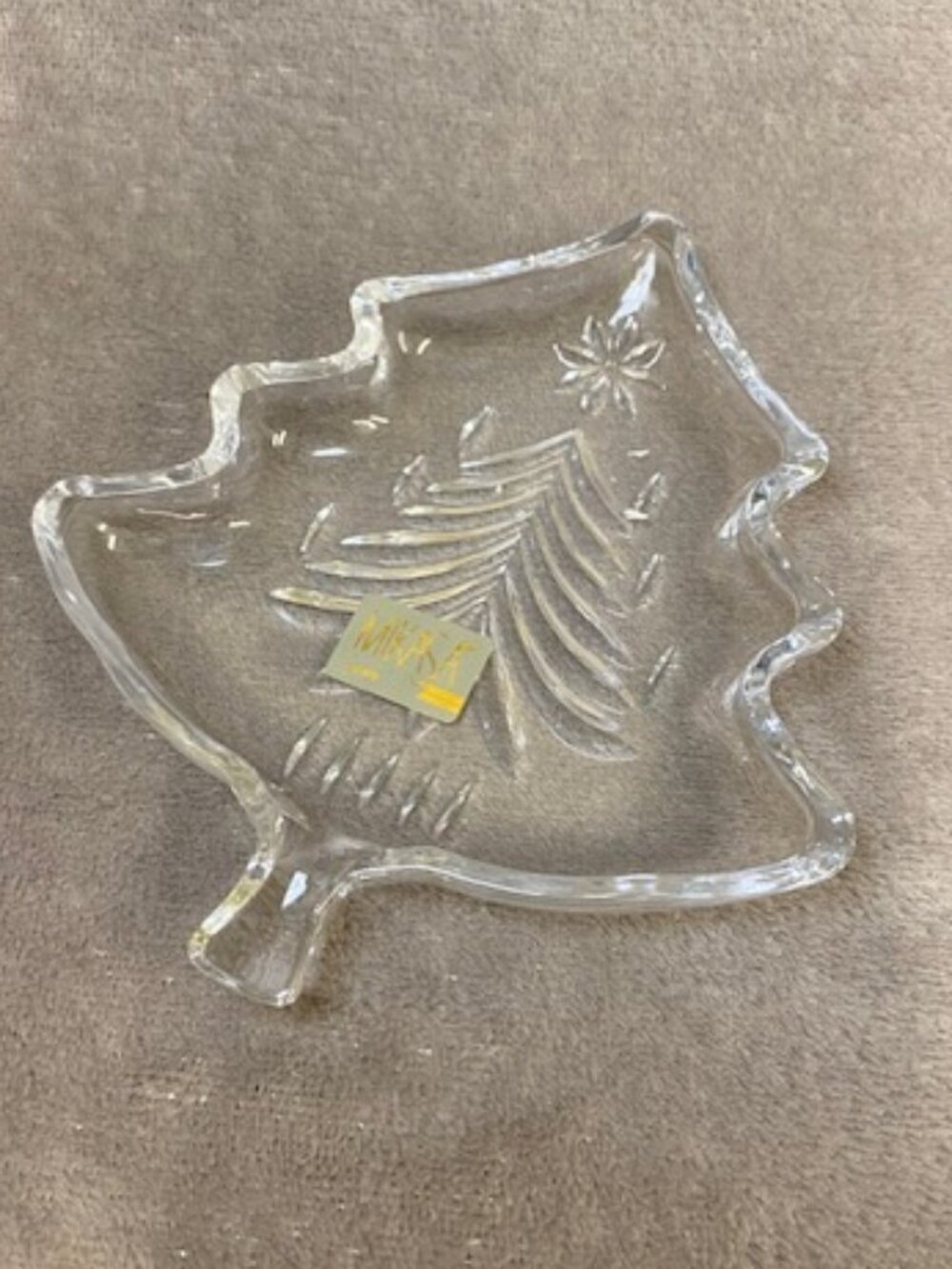 New Vintage Mikasa Glass/ Crystal Christmas Tree Trinket Dish